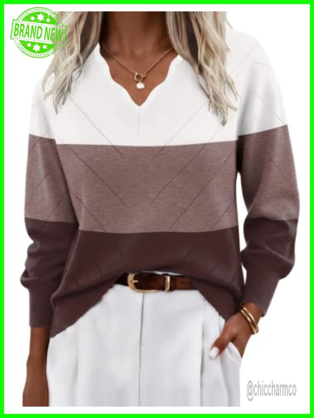 Womens V Neck Knit Sweater Lightweight Long Sleeve Pullover Top
